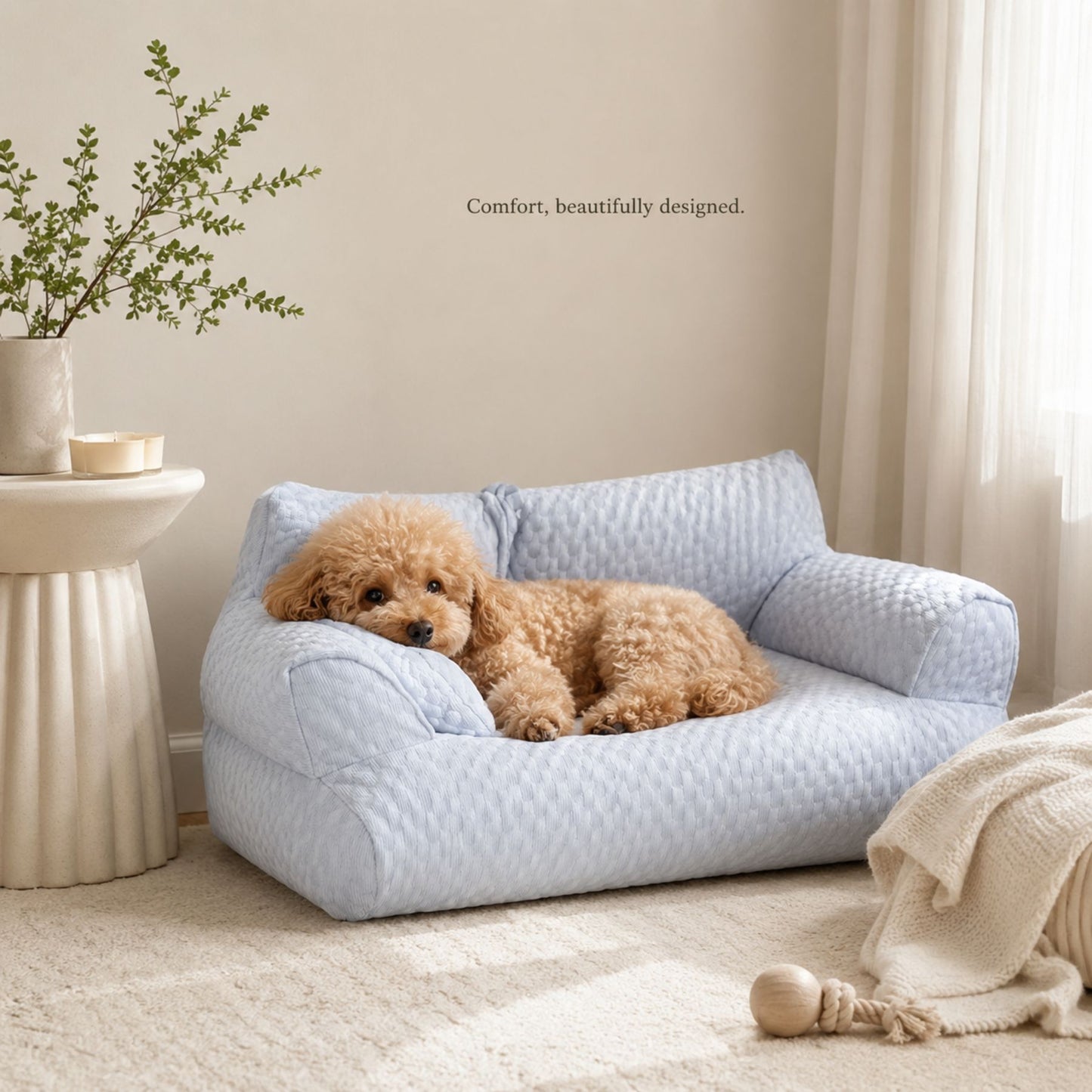 Removable Washable Pet Sofa Bed for Dogs and Cats, Soft Quilted Indoor Cushion Bed