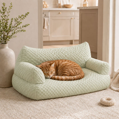 Removable Washable Pet Sofa Bed for Dogs and Cats, Soft Quilted Indoor Cushion Bed