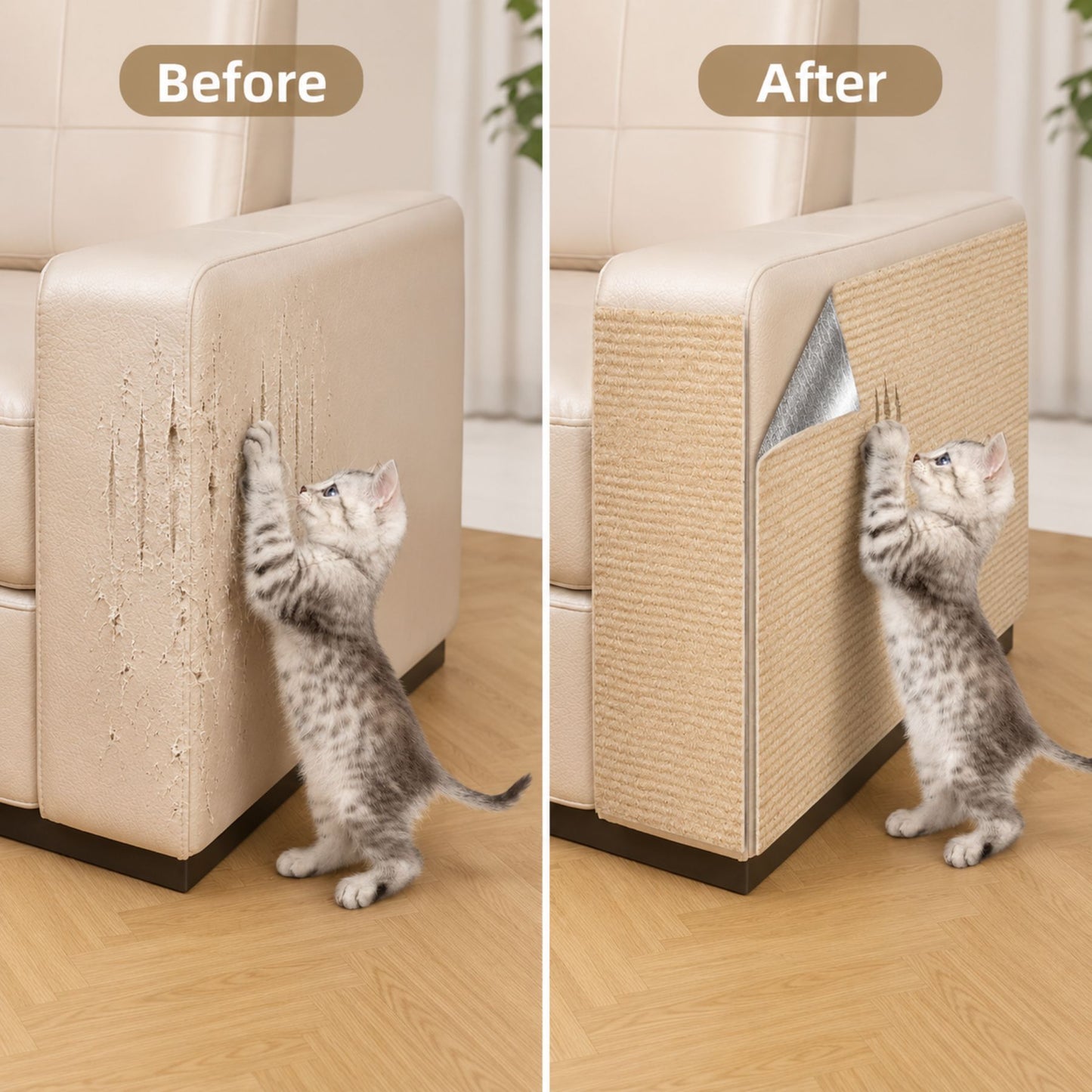 Self-Adhesive Trimmable Cat Scratching Mat for Sofas and Furniture