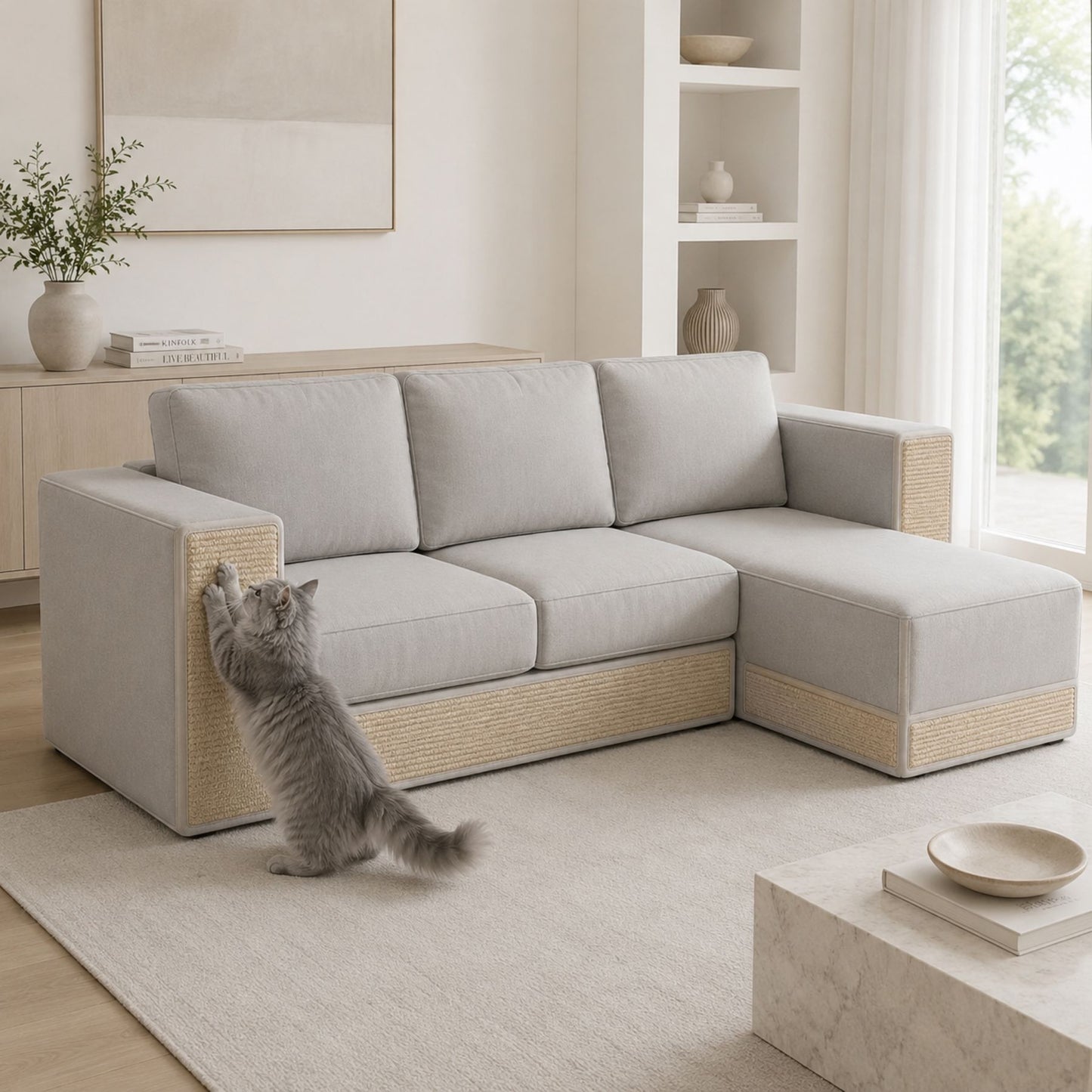 Self-Adhesive Trimmable Cat Scratching Mat for Sofas and Furniture