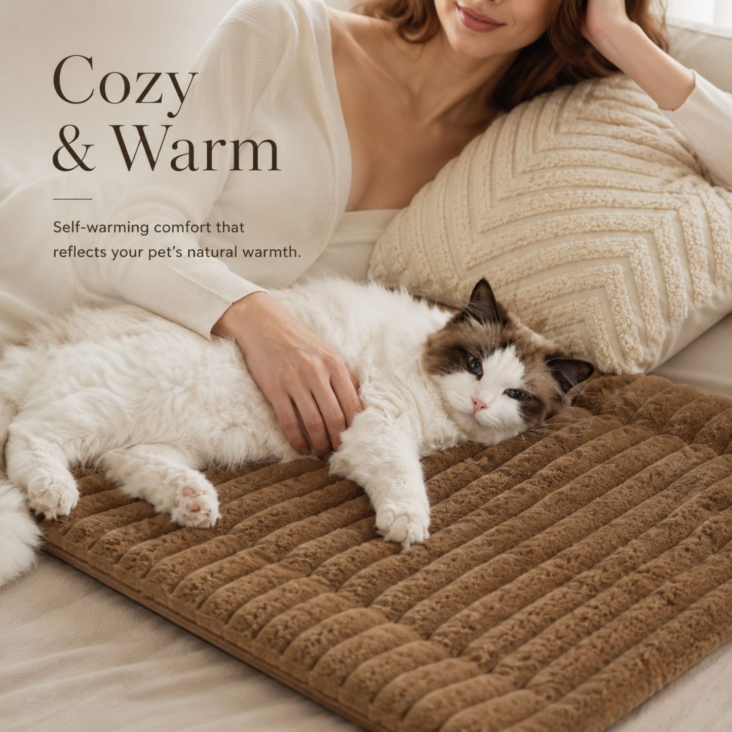 Self-Warming Pet Mat for Dogs and Cats, Soft Fleece Washable Sleeping Pad