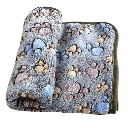 Soft Plush Pet Blanket for Dogs and Cats – Paw Print Pet Mat