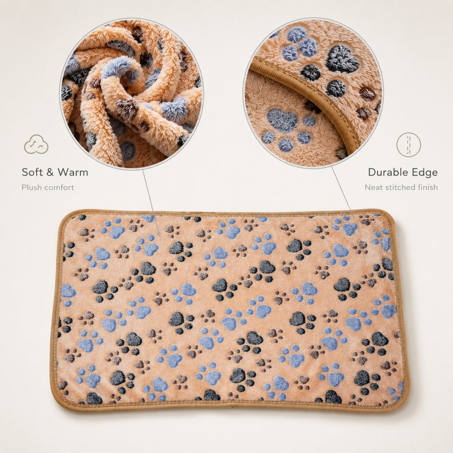 Soft Plush Pet Blanket for Dogs and Cats – Paw Print Pet Mat