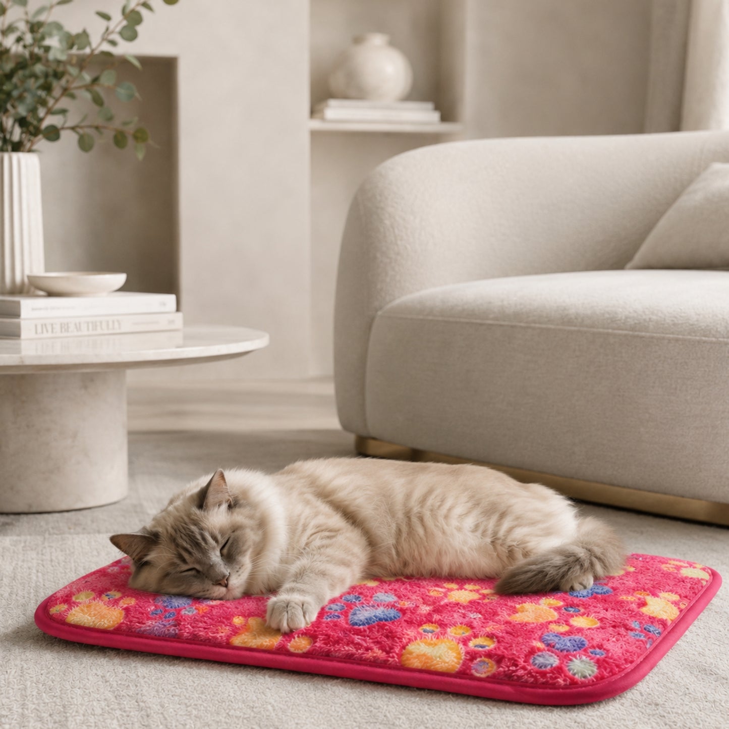 Soft Plush Pet Blanket for Dogs and Cats – Paw Print Pet Mat