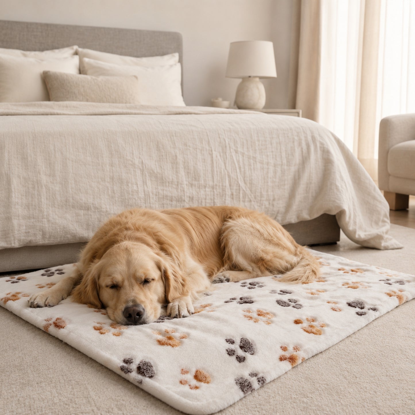 Soft Plush Pet Blanket for Dogs and Cats – Paw Print Pet Mat