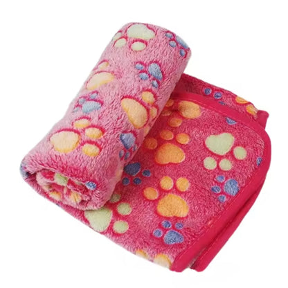 Soft Plush Pet Blanket for Dogs and Cats – Paw Print Pet Mat