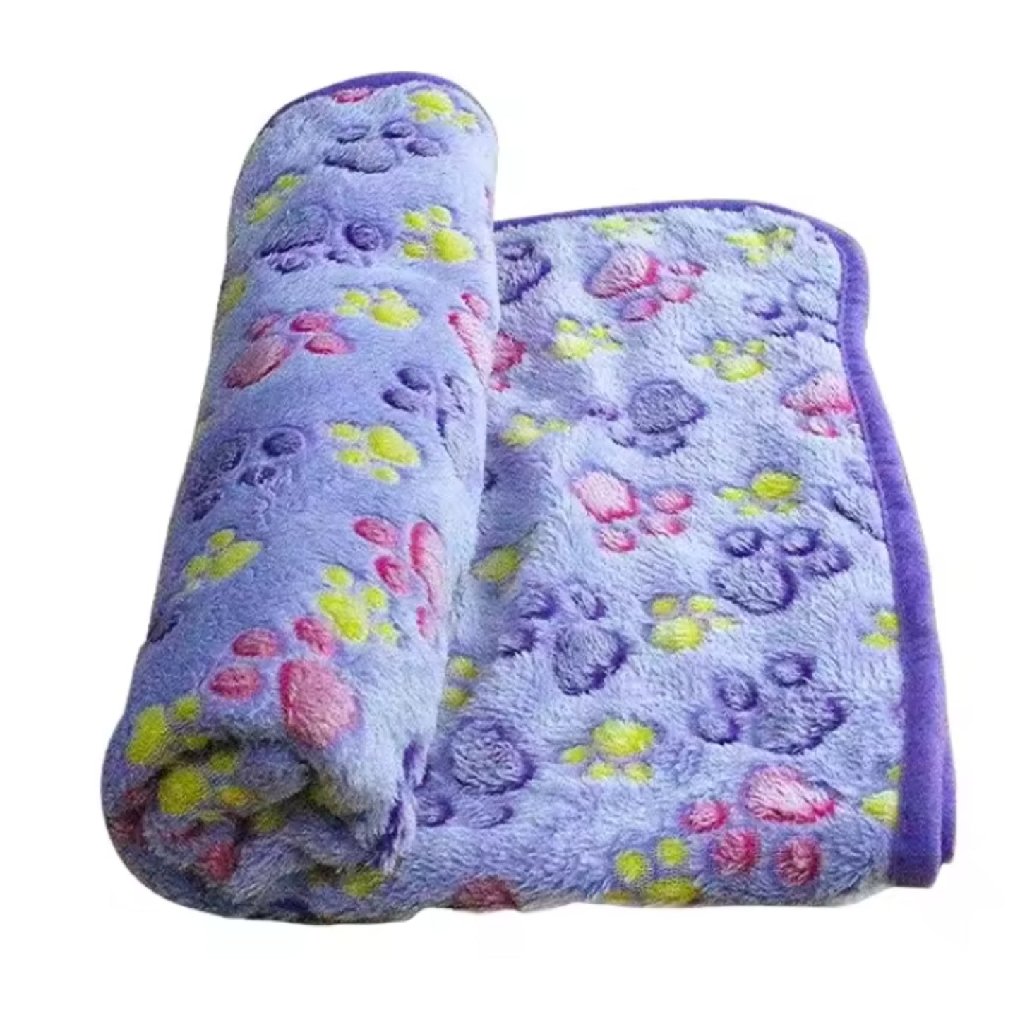 Soft Plush Pet Blanket for Dogs and Cats – Paw Print Pet Mat