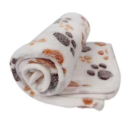 Soft Plush Pet Blanket for Dogs and Cats – Paw Print Pet Mat