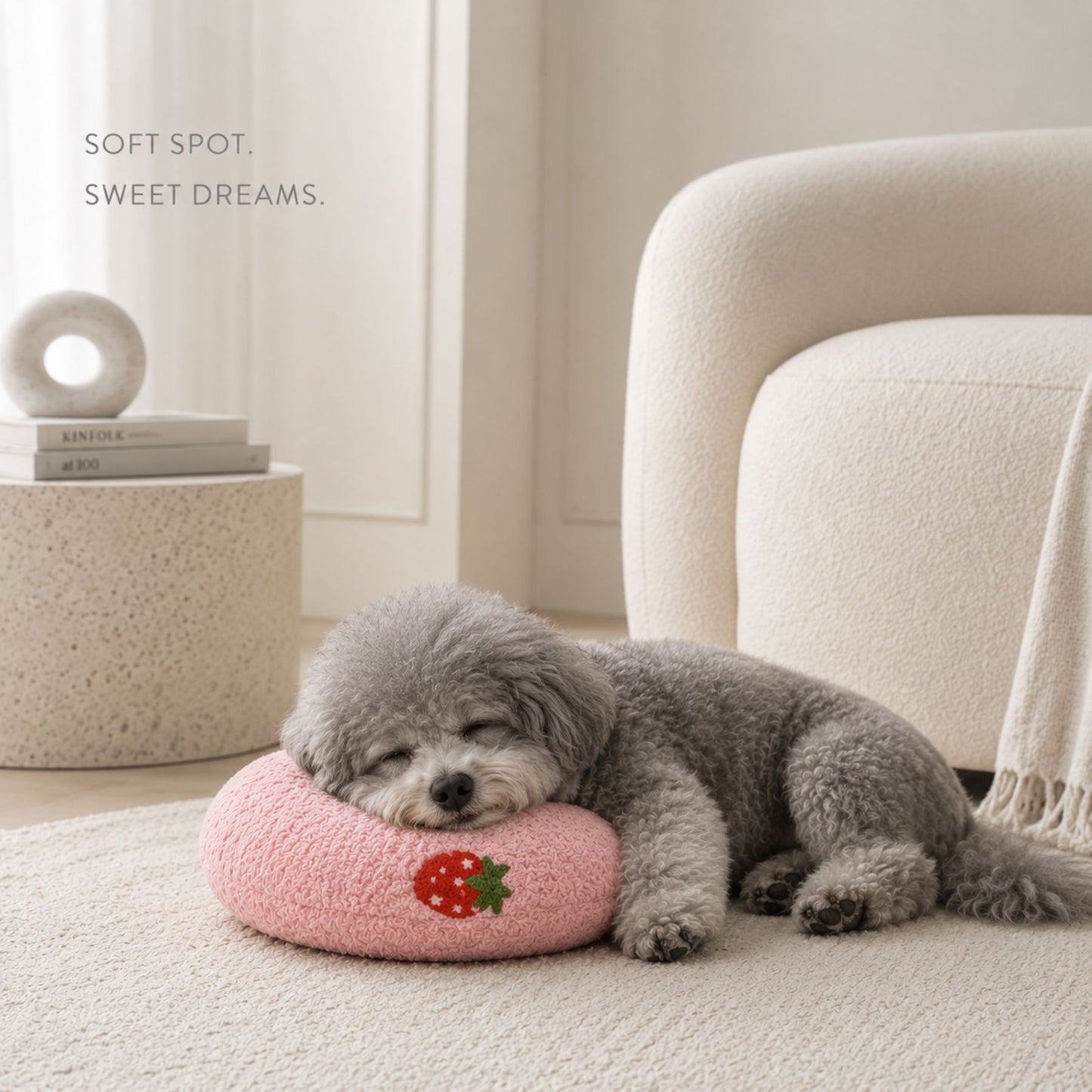 Soft Plush U-Shaped Pet Neck Pillow for Small Dogs & Cats – Cozy Embroidered Calming Pet Cushion