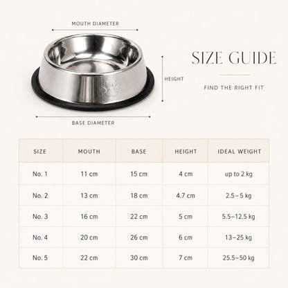 Stainless Steel Pet Bowl with Non-Slip Base | Silver Dog & Cat Food Bowl for Water and Feeding