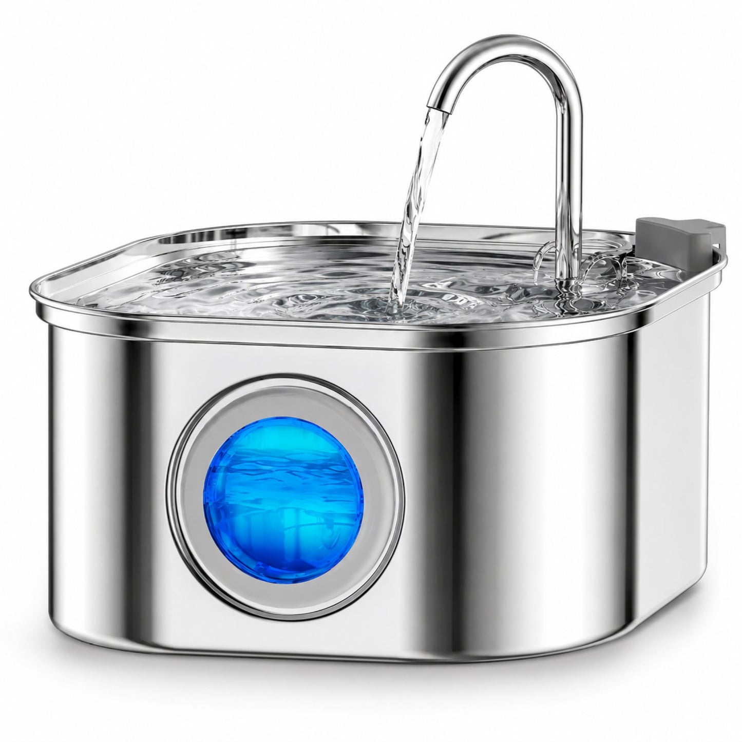 Stainless Steel Pet Water Fountain for Cats and Small Dogs, 3.2L/108oz with Transparent Water Window and Filter System