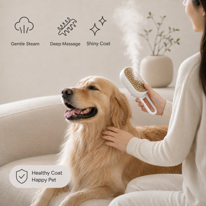 SteamGlow Pet Grooming Brush – 3-in-1 Electric Spray Massage Brush for Dogs & Cats