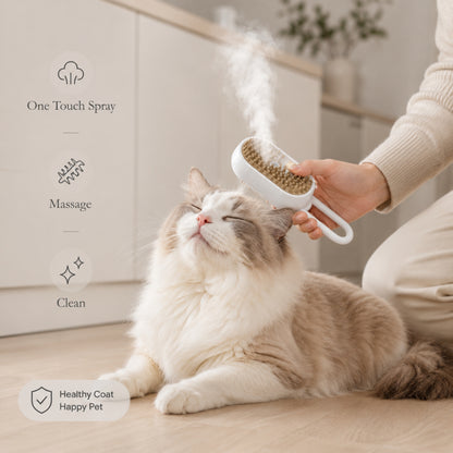 SteamGlow Pet Grooming Brush – 3-in-1 Electric Spray Massage Brush for Dogs & Cats