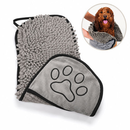 Super Absorbent Pet Drying Towel Glove – Soft Chenille Dog & Cat Bath Towel for Quick Drying