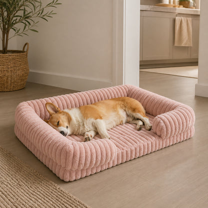 Supportive Memory Foam Dog Bed – Plush Calming Pet Sofa with Removable Washable Cover and Non-Slip Base for Small Medium Large Dogs