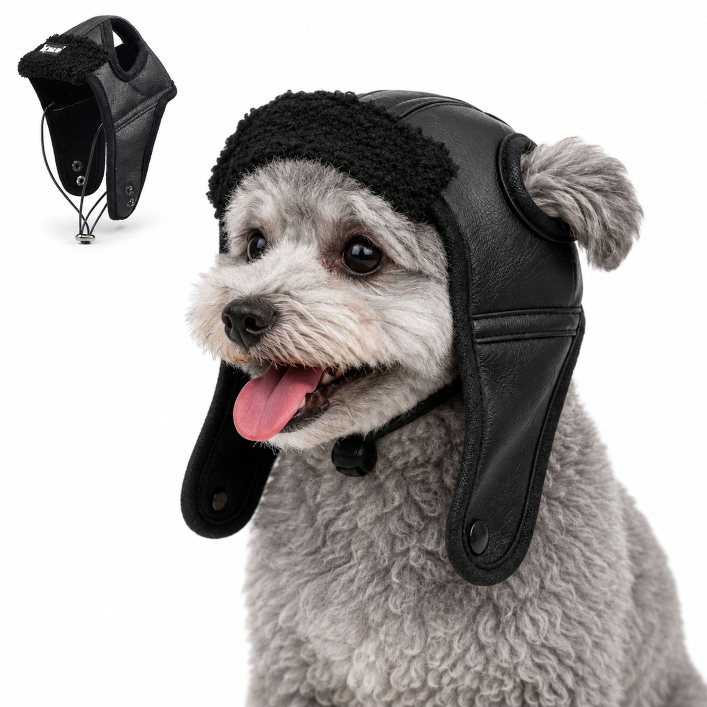 Warm Aviator Dog Hat with Ear Coverage and Adjustable Chin Cord
