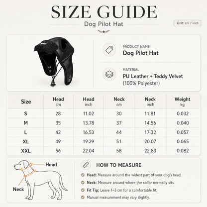 Warm Aviator Dog Hat with Ear Coverage and Adjustable Chin Cord
