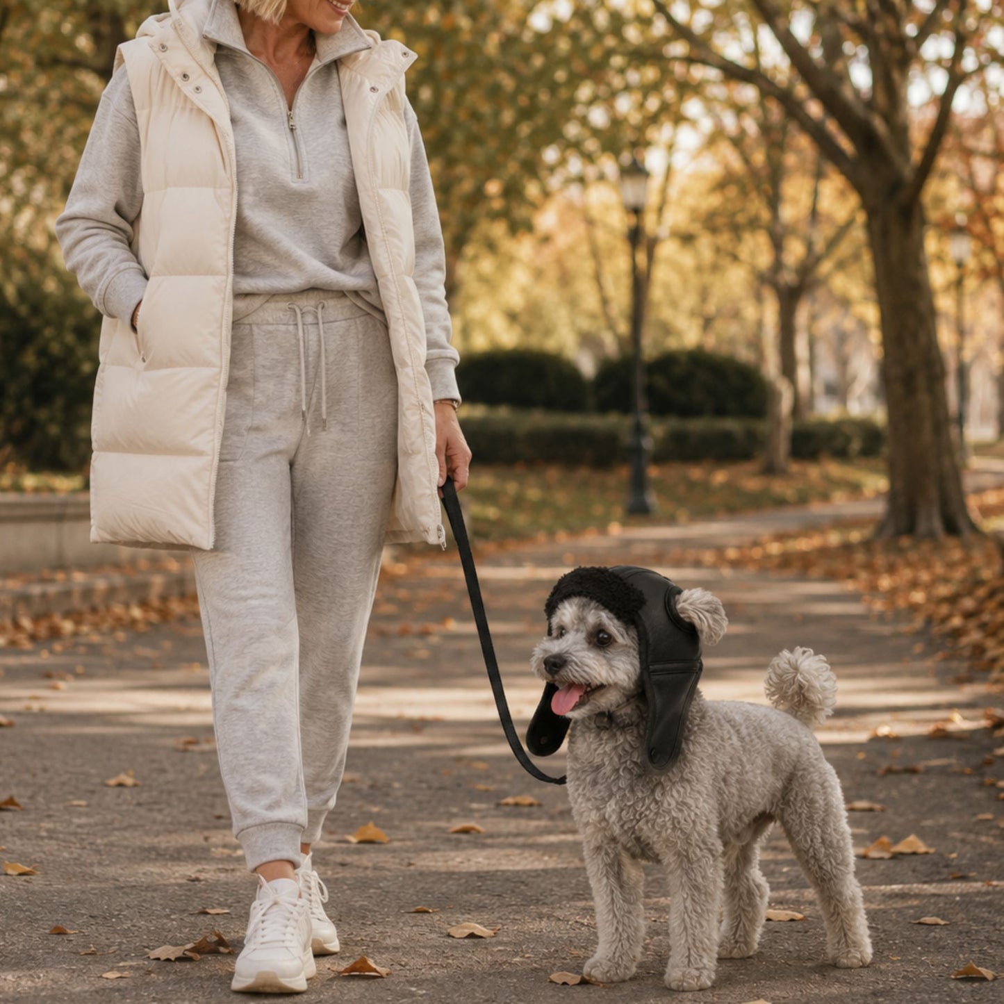 Warm Aviator Dog Hat with Ear Coverage and Adjustable Chin Cord
