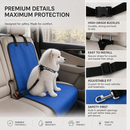 Waterproof Pet Car Seat Cover Mat for Dogs & Cats, 600D Oxford Rear Seat Protector