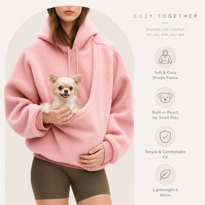 Women’s Oversized Sherpa Pet Pouch Hoodie for Small Dogs and Cats