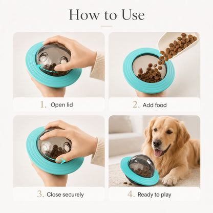 Interactive Dog Treat Dispenser Toy, Slow Feeder Puzzle Bowl and Flying Disc Pet Food Toy