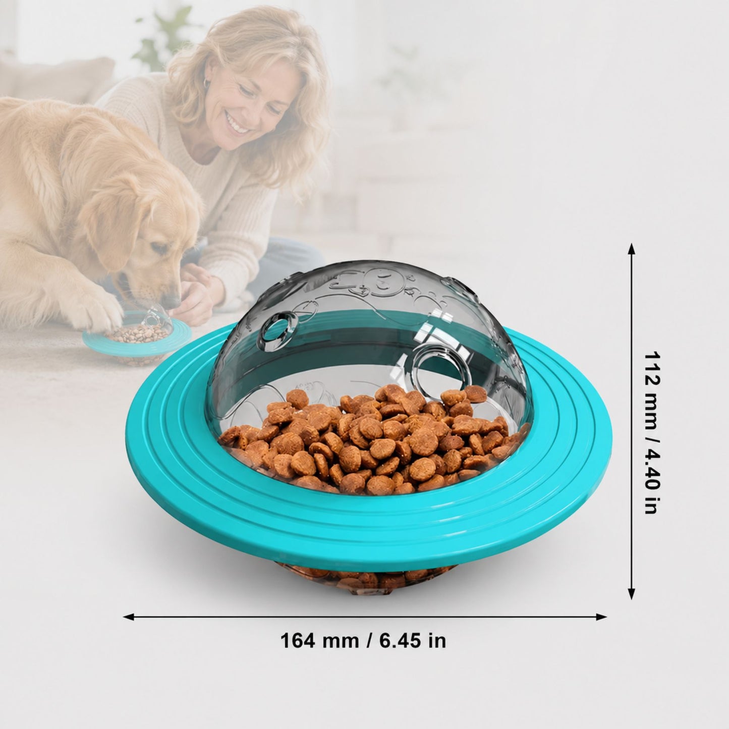 Interactive Dog Treat Dispenser Toy, Slow Feeder Puzzle Bowl and Flying Disc Pet Food Toy