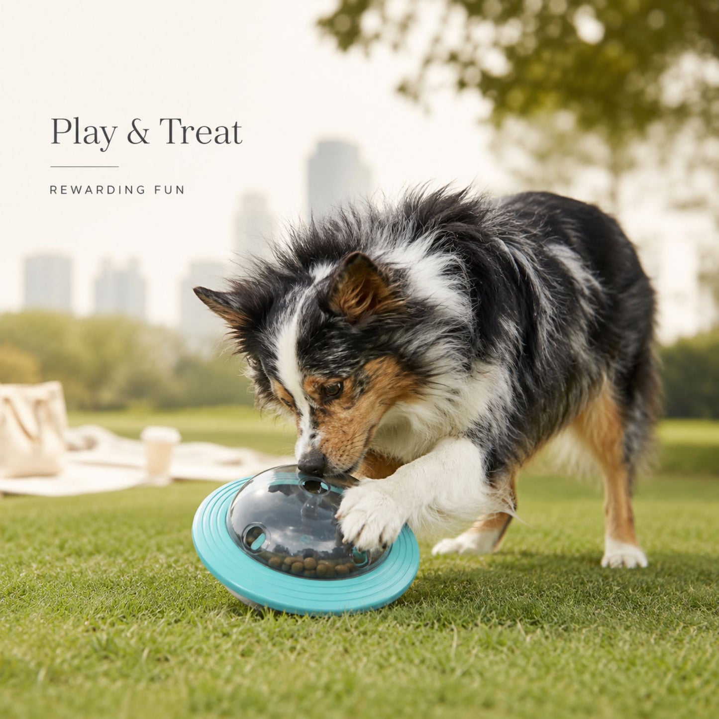 Interactive Dog Treat Dispenser Toy, Slow Feeder Puzzle Bowl and Flying Disc Pet Food Toy