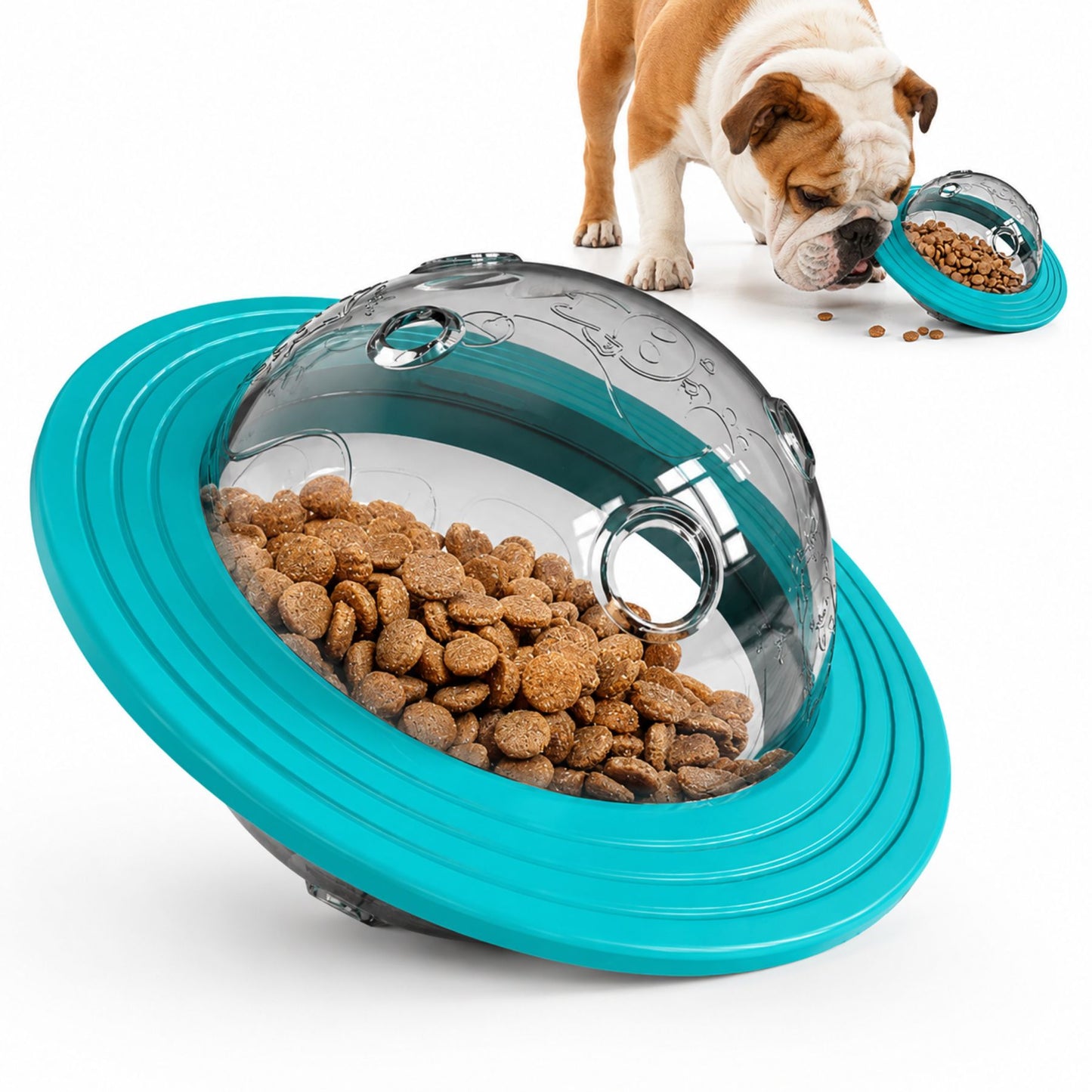 Interactive Dog Treat Dispenser Toy, Slow Feeder Puzzle Bowl and Flying Disc Pet Food Toy